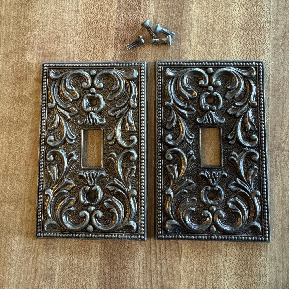 2 Vintage American Tack & Hardware Co. Brushed Metal Light Switch Covers